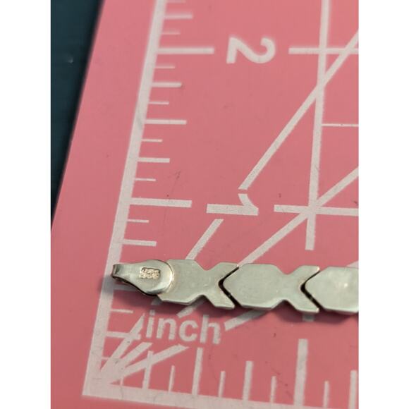 VTG 925 Sterling Silver Cross XO Link Bracelet - Picture 4 of 10